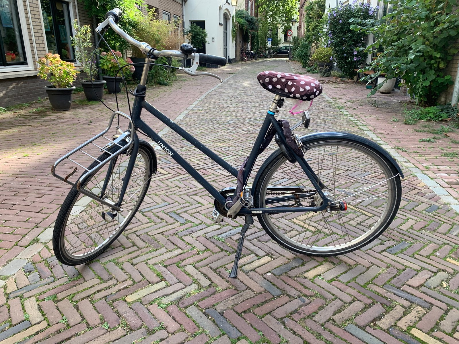 Union damesfiets met voordrager + AXA slot, Ophalen, Gebruikt, Minder dan 10 versnellingen, Overige merken