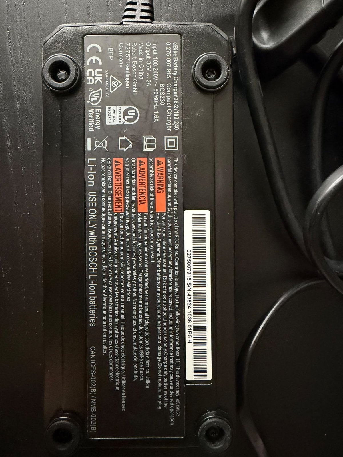 Bosch eBike Oplader 36-2/100-240 Compact Charger, Fietsen en Brommers, Gebruikt