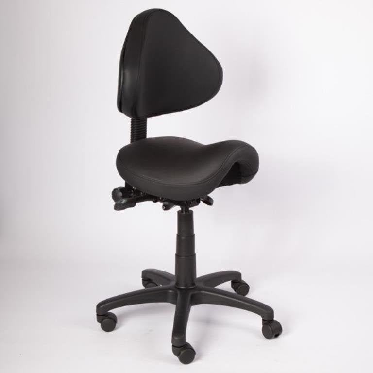 Fijne zadelkruk met rugleuning en neigfunctie -> Rod!  890, Huis en Inrichting, 5 krukken of meer, 60 tot 90 cm, Nieuw, Leer