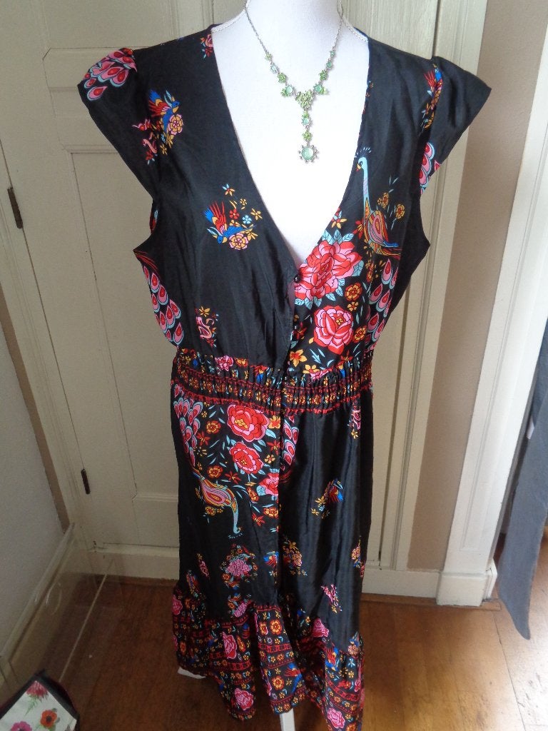 Maxi zwarte/rode  jurk:mt XL, Zwart, Maat 46/48 (XL) of groter, Ophalen of Verzenden, Zo goed als nieuw