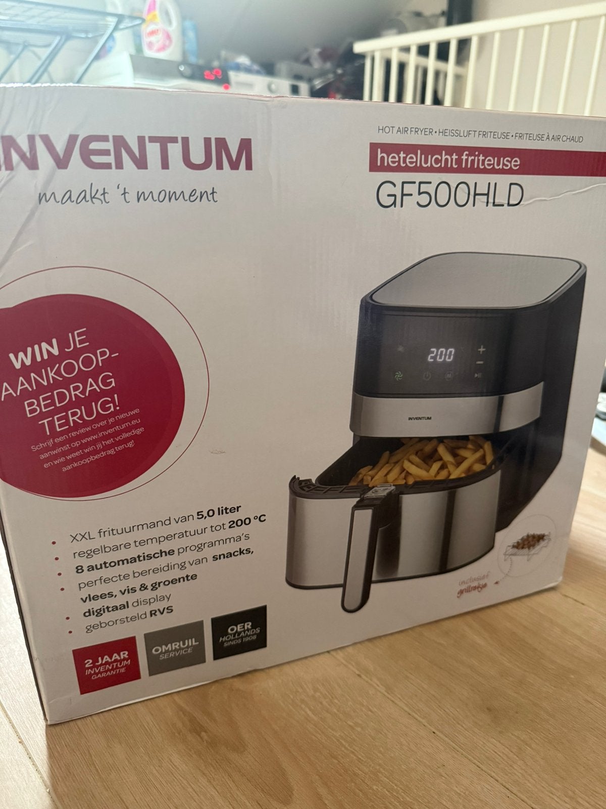 Inventum hetelucht friteuse airfryer nieuw, Ophalen, Zo goed als nieuw, Airfryer, 1500 gram of meer