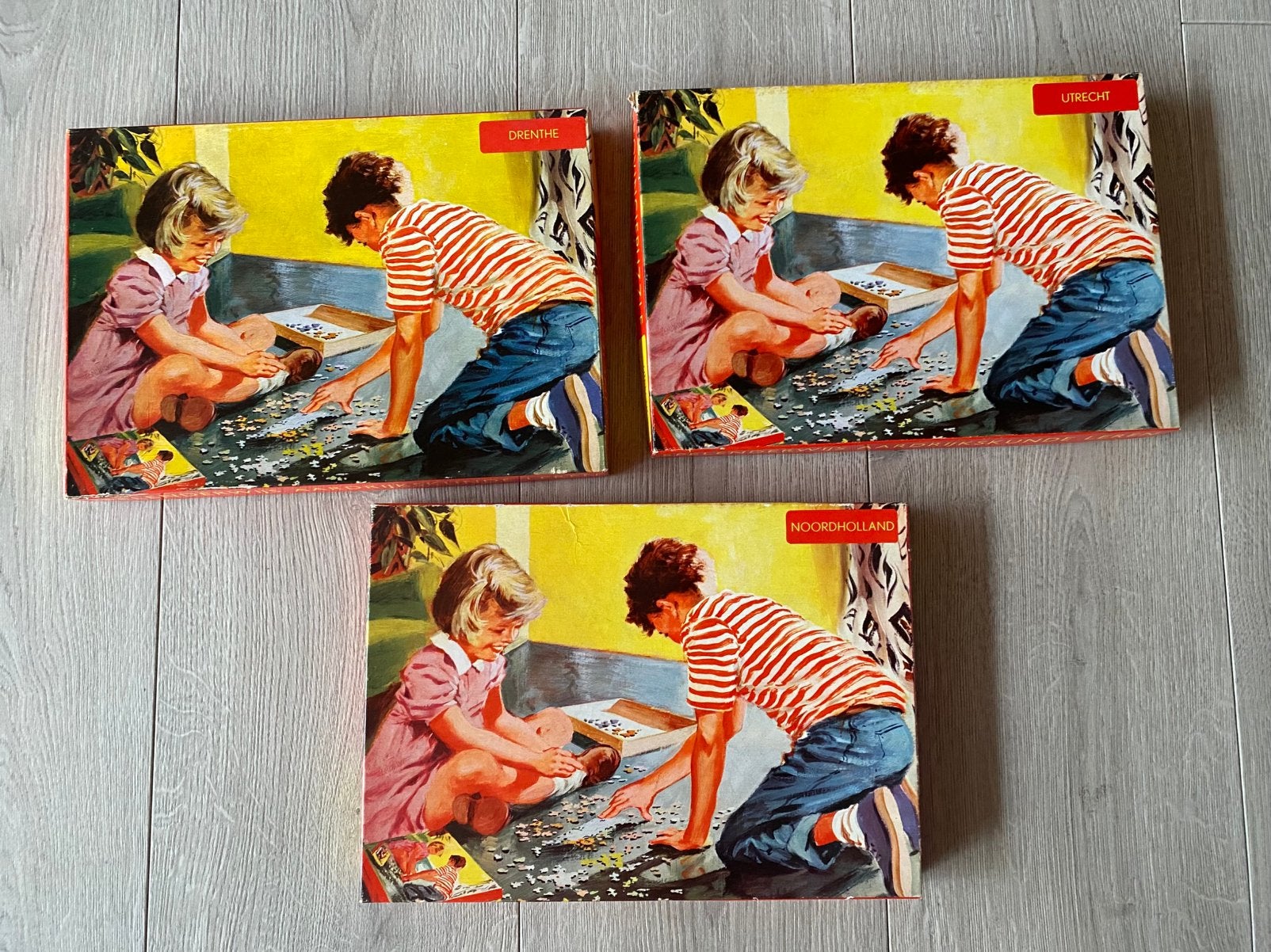 Vintage Jumbo puzzels - Drenthe Utrecht Noord Holland jr 60, Ophalen of Verzenden, 10 tot 50 stukjes, Gebruikt
