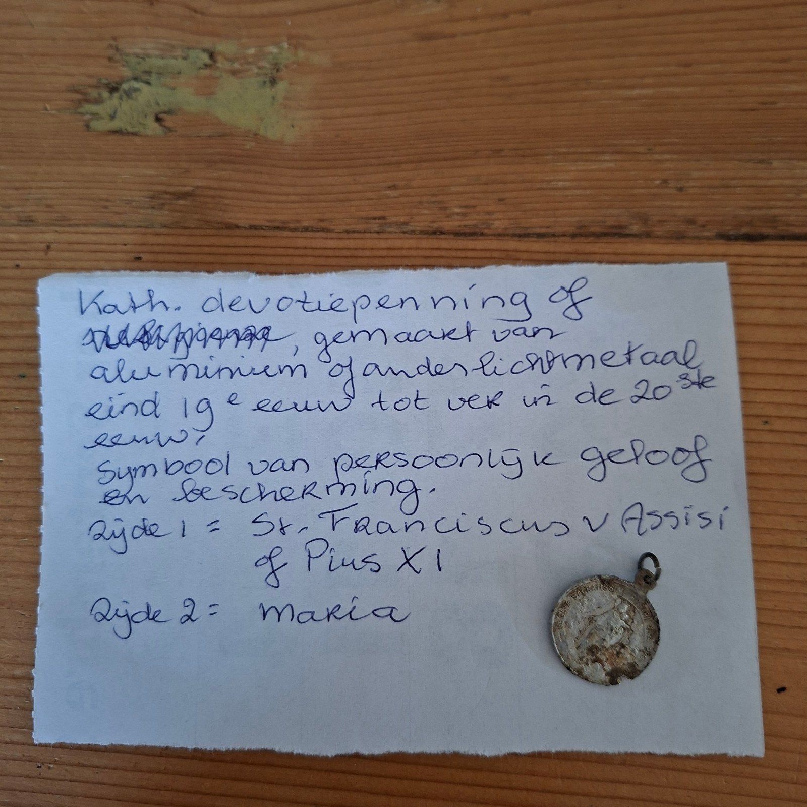 religie devotie penning eind 19de eeuw zie foto, Ophalen of Verzenden, Nieuw, Kaart of Prent