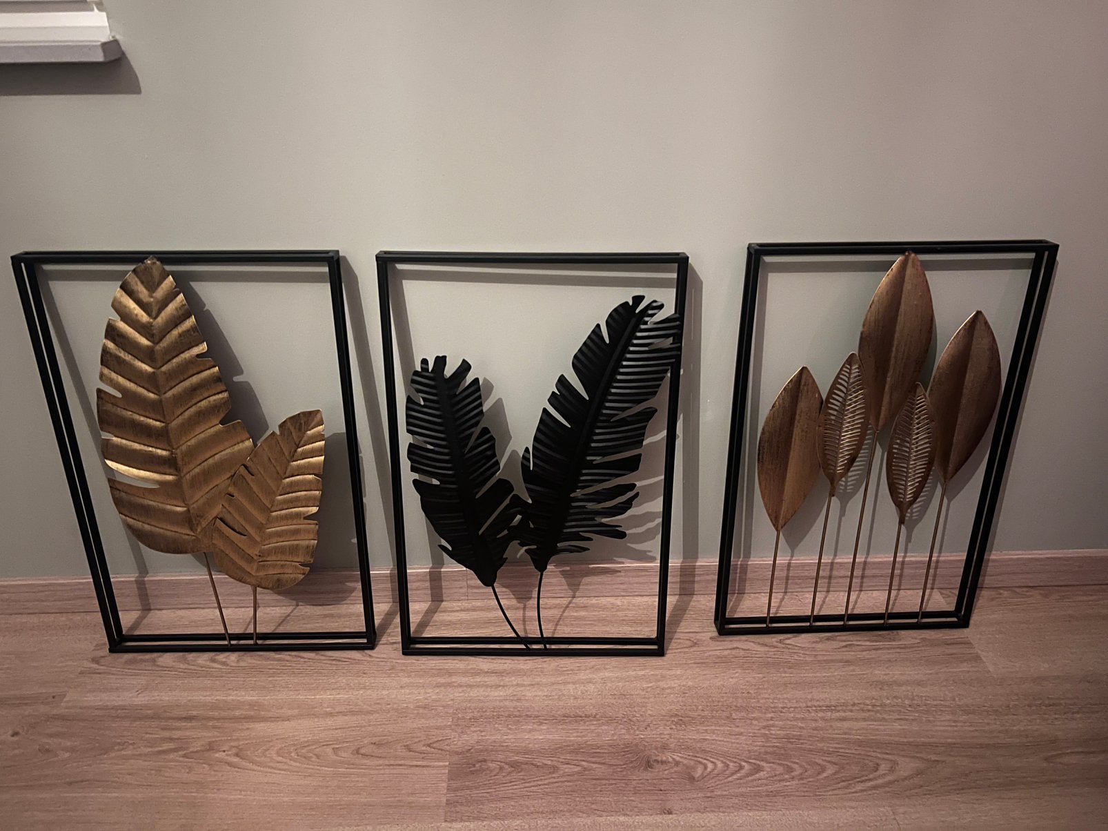 Schilderij veren goud zwart, Ophalen, Zo goed als nieuw, Goud
