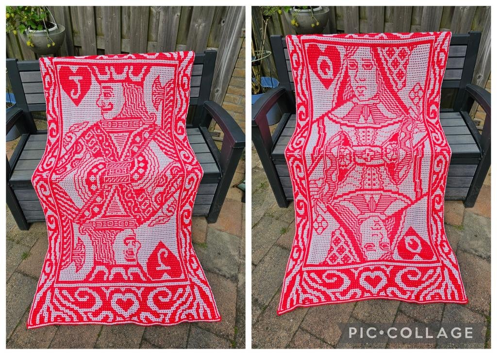 COMBIDEAL! 2x deken speelkaart,  boer en vrouw, Ophalen of Verzenden, Zo goed als nieuw, Haken, Overige typen
