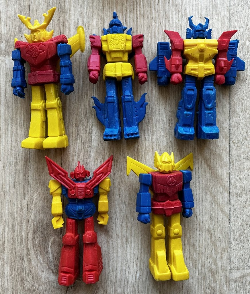 Robot-gummen, uitwisselbare delen, 5x Super Robots Eraser, Ophalen of Verzenden, Zo goed als nieuw