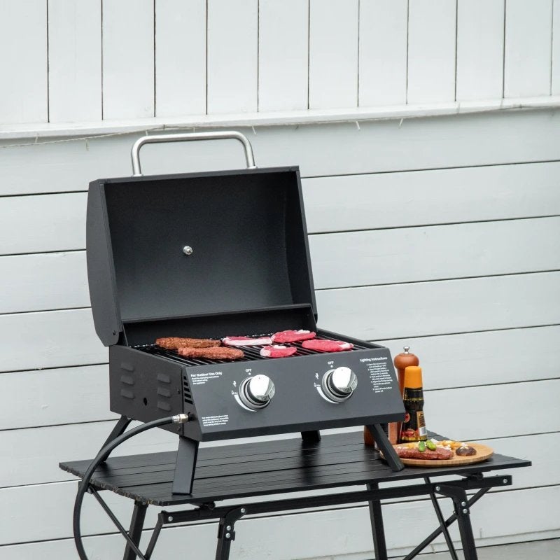 Outsunny gasgrill BBQ met 2 branders grillwagen grillnet k, Ophalen of Verzenden, Nieuw