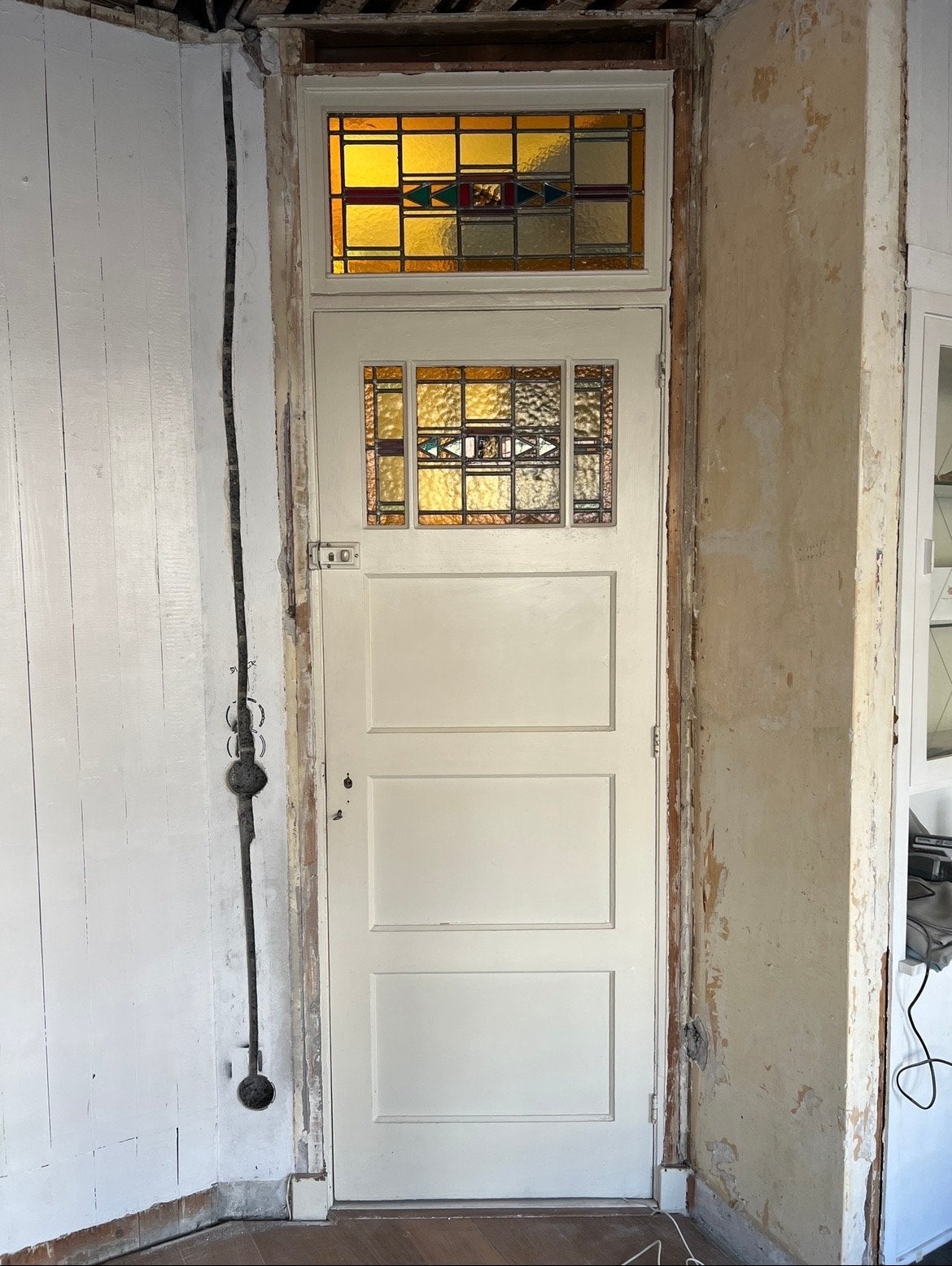 Jaren 30 glas in lood paneeldeur 210,5 x 77,5, Ophalen, Gebruikt, Minder dan 80 cm, Binnendeur