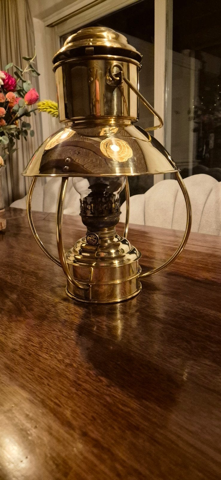 DHR Scheepslamp / Olielamp - Messing, Handgepoetst, Ophalen