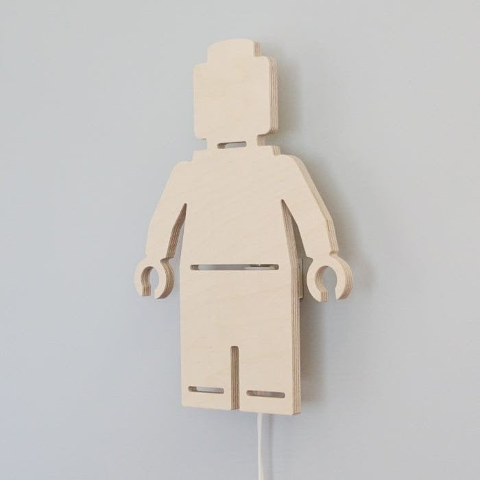 Houten wandlamp kinderkamer | Lego Poppetje - blank, Met snoer/stekker, E14 (klein), Ophalen of Verzenden, Zo goed als nieuw