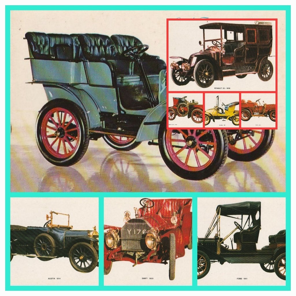 8 vintage kaarten Oldtimers , serie 1, Verzamelen, Ansichtkaarten | Themakaarten, Ophalen of Verzenden, Voor 1920, Ongelopen, Voertuig