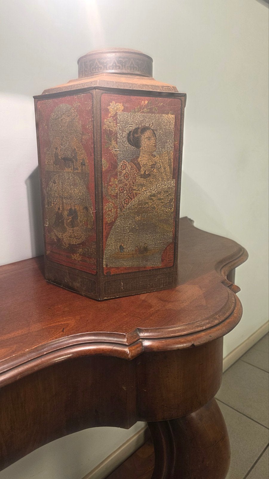Antiek Chinees Theeblik met Prachtige Illustraties, Ophalen of Verzenden
