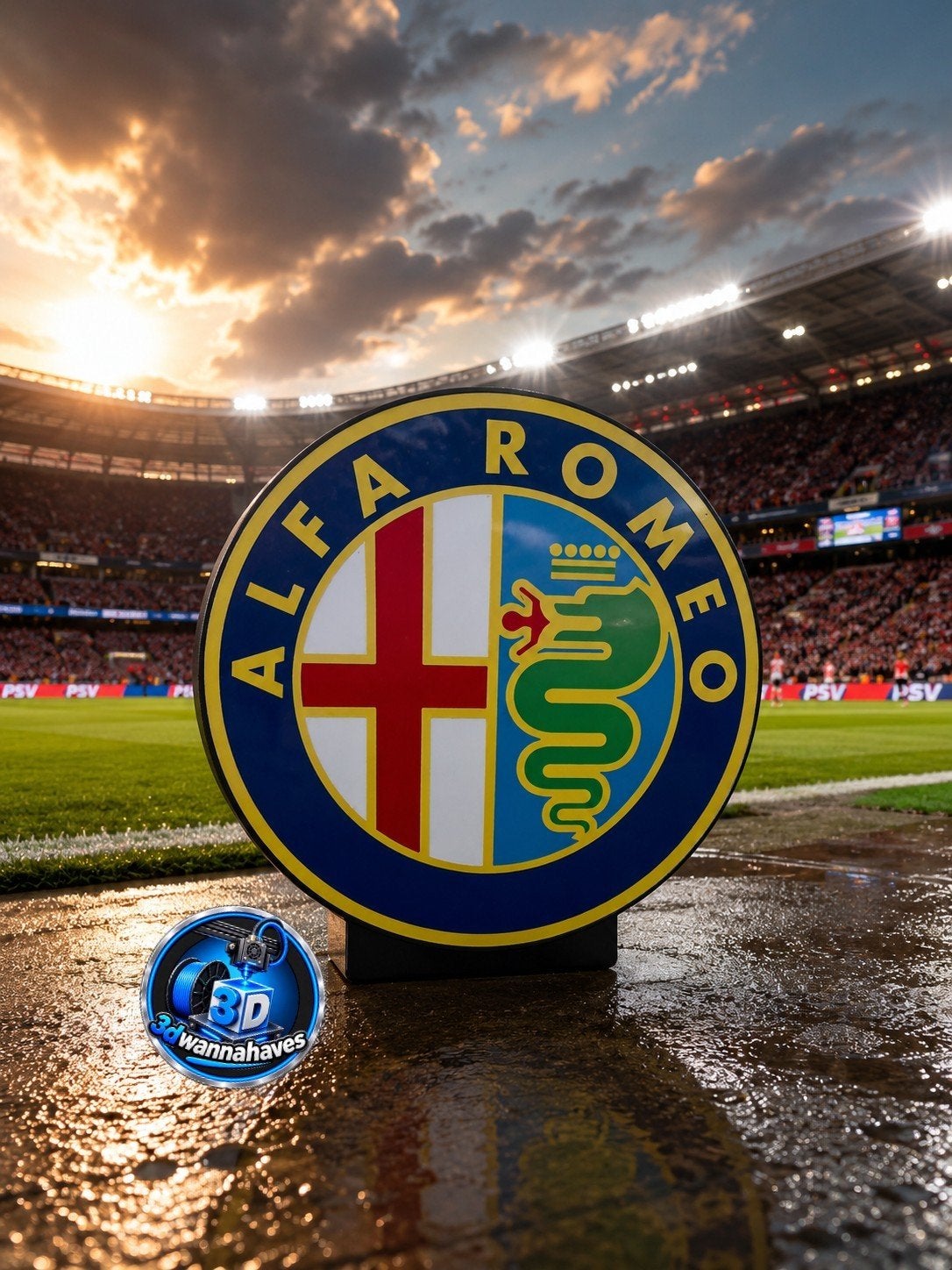 Alfa Romeo LED Lichtbak - Ø 35cm - Unieke Decoratie, Ophalen of Verzenden, Nieuw