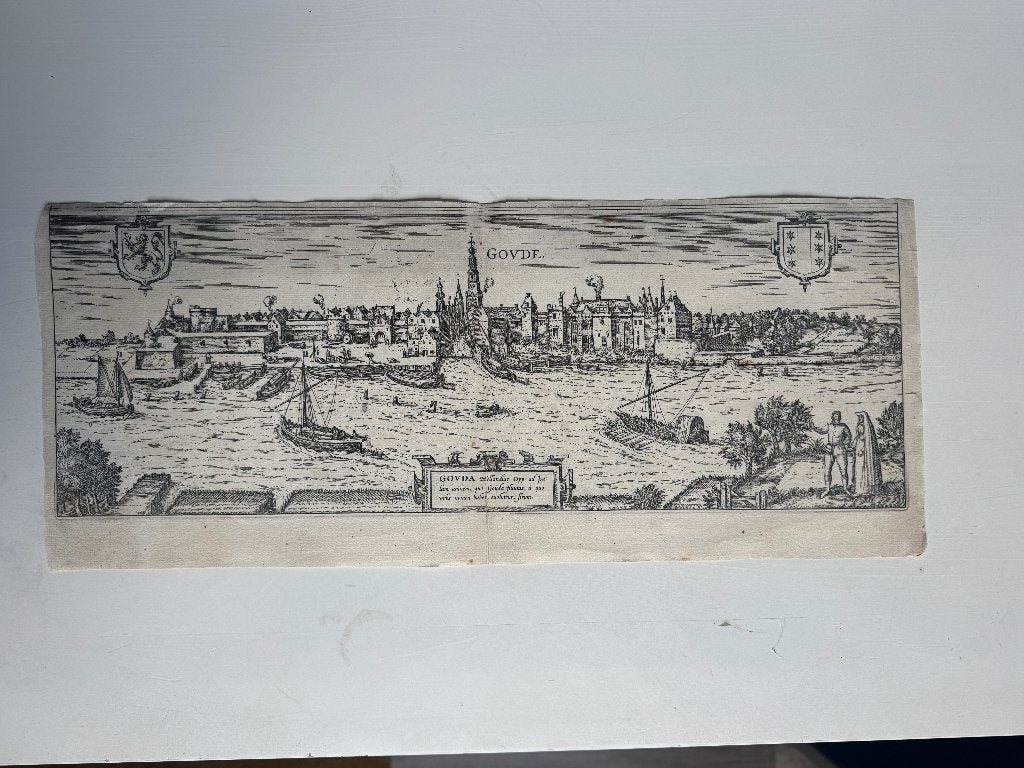 Gouda - Braun Hogenberg Jansonius 16e eeuw - P0870-02, Ophalen of Verzenden, Ets, 1600 - 1699
