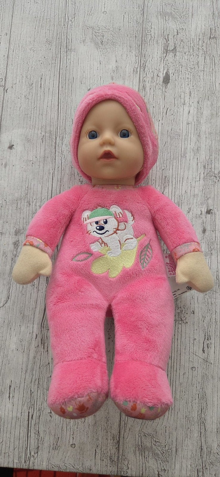 Baby Born pop met zacht lijfje - Roze met beertje, Ophalen of Verzenden, Gebruikt, Babypop