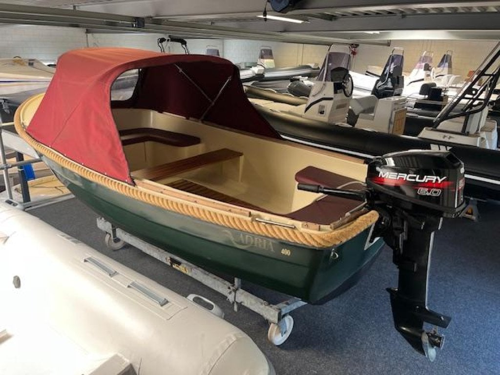 Adria / Antaris 400 incl 6 pk mercury EVT met trailer, Watersport en Boten, Overige merken, 4 m, Overige typen, Gebruikt