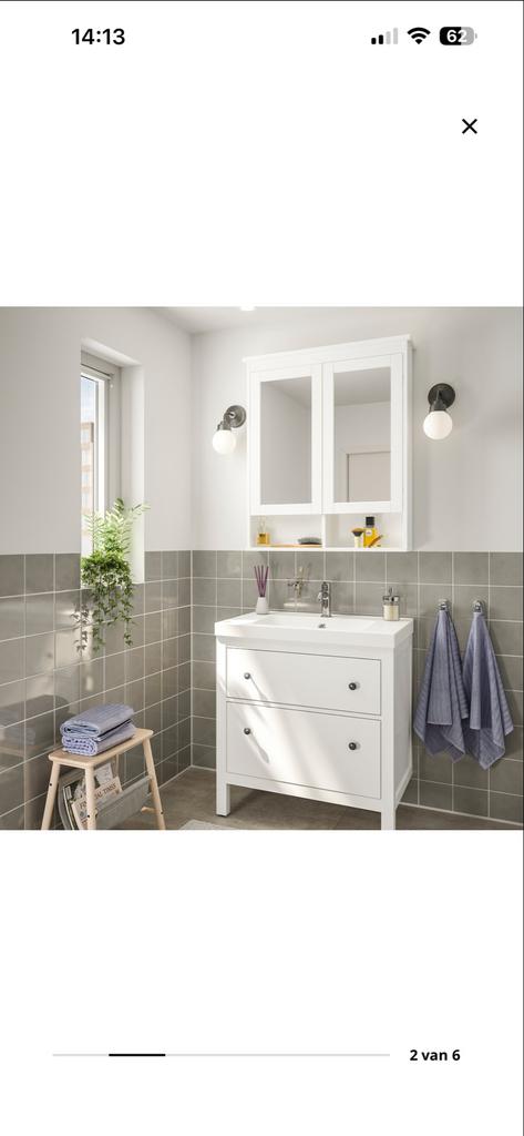 Ikea Hemnes wastafelmeubel met wastafel, Ophalen, Gebruikt, 50 tot 100 cm, Minder dan 100 cm
