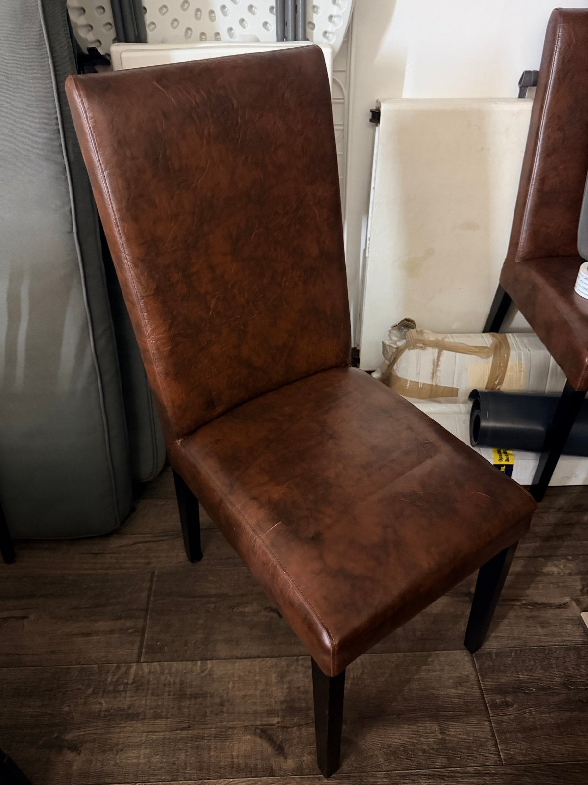 4 Bruine leren eetkamerstoelen - Comfortabel en stijlvol, Ophalen, Gebruikt, Bruin, Leer