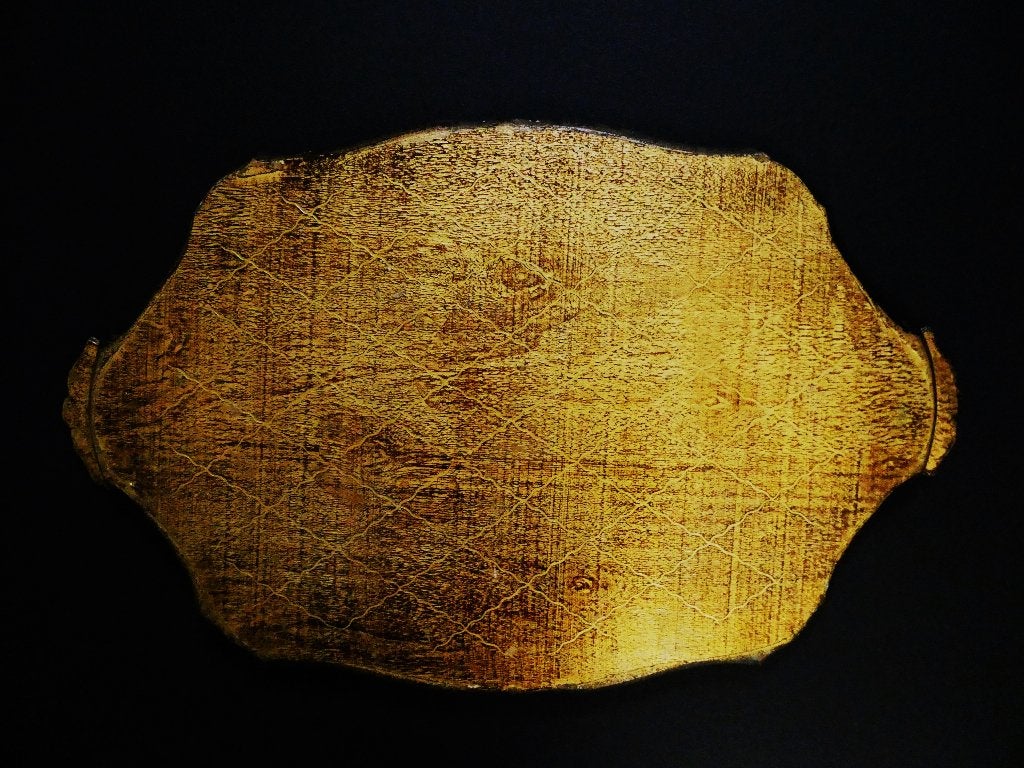 Italiaans dienblad serveerblad goud lichtblauw 58 x 38 cm., Ophalen of Verzenden