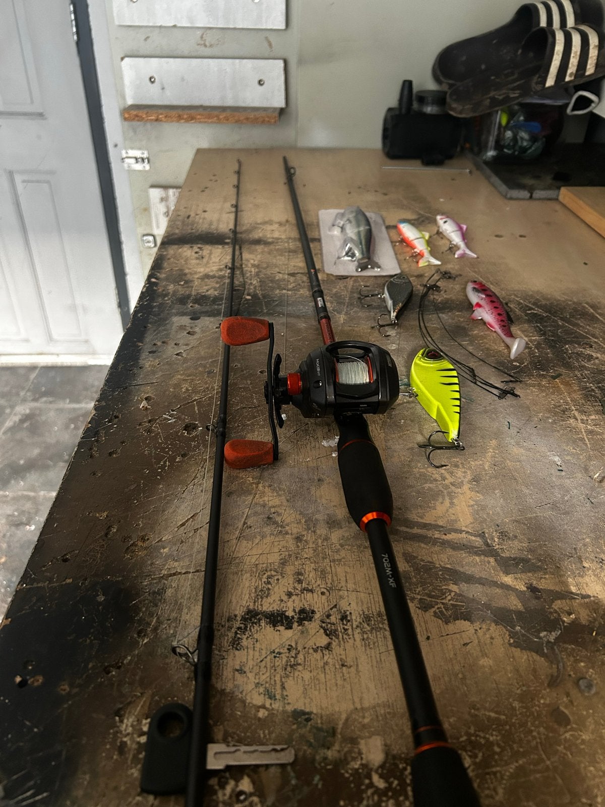 Mitchell Traxx MX Reelhengel Set - 2.13m, 7-28g + Kunstaas, Ophalen, Zo goed als nieuw, Complete set