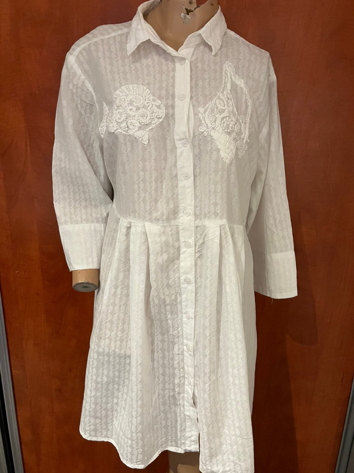 ANTICA SARTORIA jurk met borduursel L origineel zgan, Antica sartoria, G, Wit, G