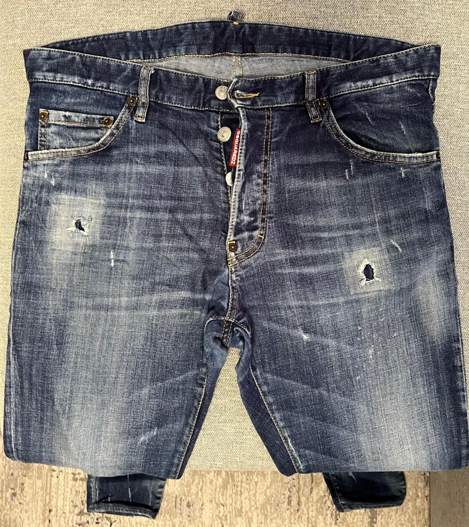Dsquared2 spijkerbroek blauw maat 48 origineel, Ophalen of Verzenden, Zo goed als nieuw, Blauw, Overige jeansmaten