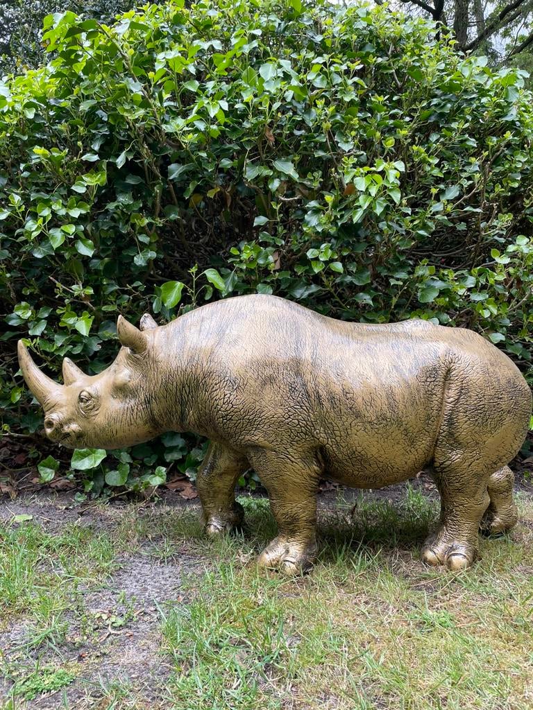 Neushoorn goud beeld tuin dierentuin, Tuin en Terras, Tuinbeelden, Ophalen, Nieuw, Kunststof, Dierenbeeld