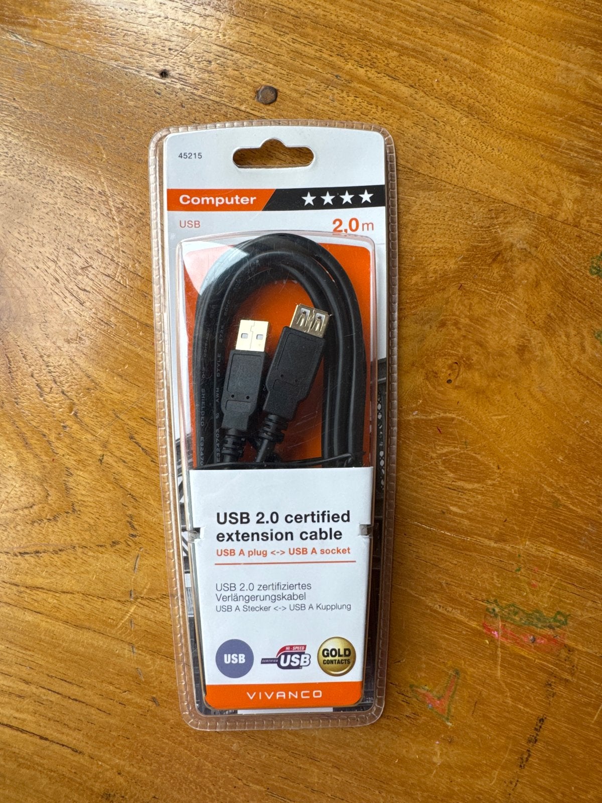 Nieuwe Vivanco USB 2.0 verlengkabel - 2 meter, Ophalen of Verzenden, Nieuw