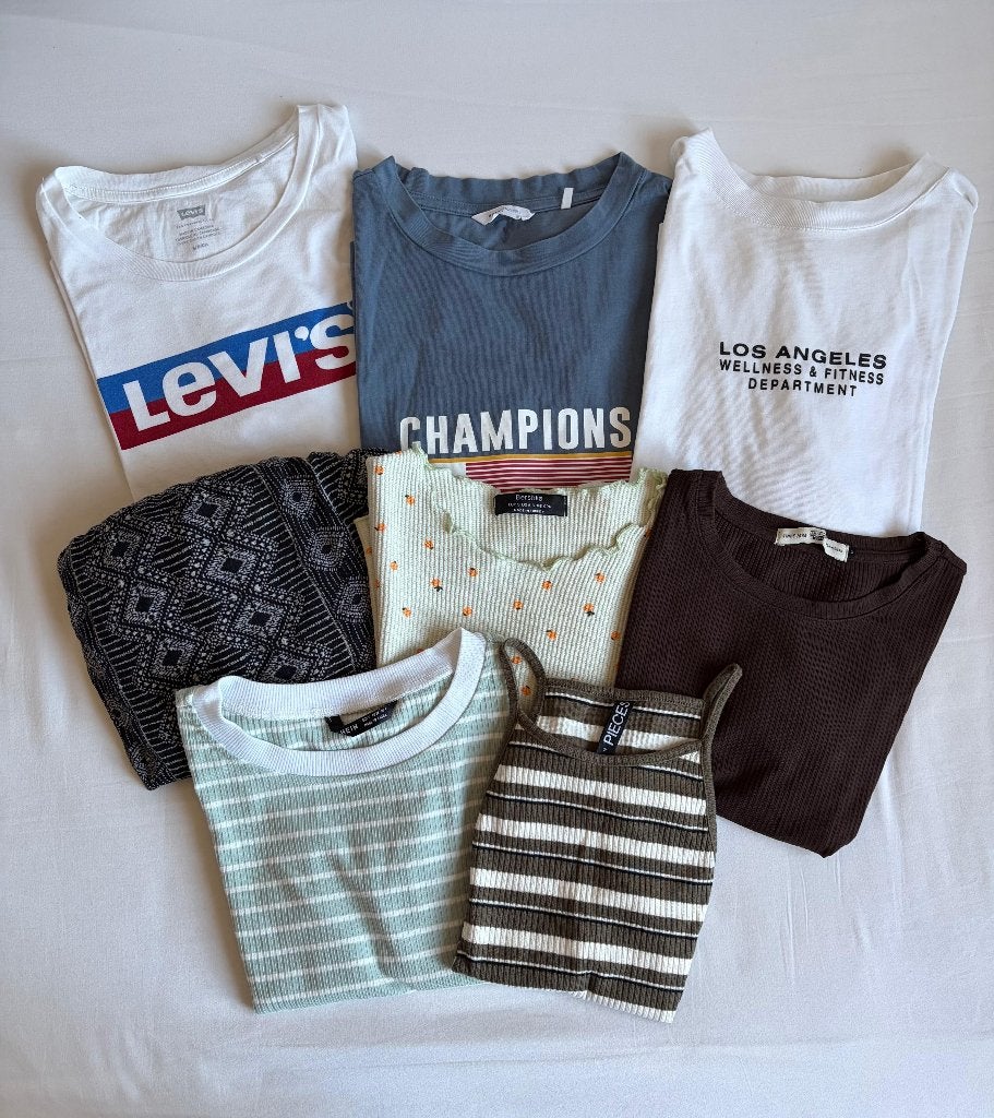 Kleding pakket t-shirts maat S, Meerkleurig, Korte mouw, Maat 36 (S), Gedragen