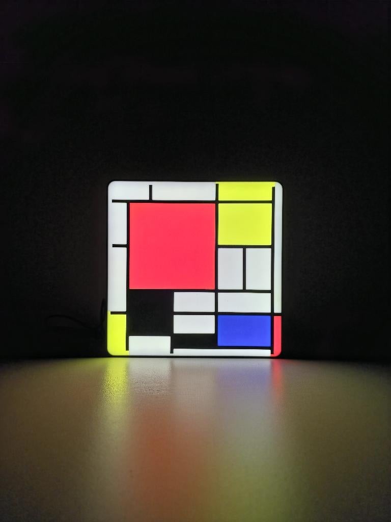 LED-lamp / Lichtbox geïnspireerd op Piet Mondriaan, Led-lamp, Verzenden, Overige fittingen, Neutraal wit