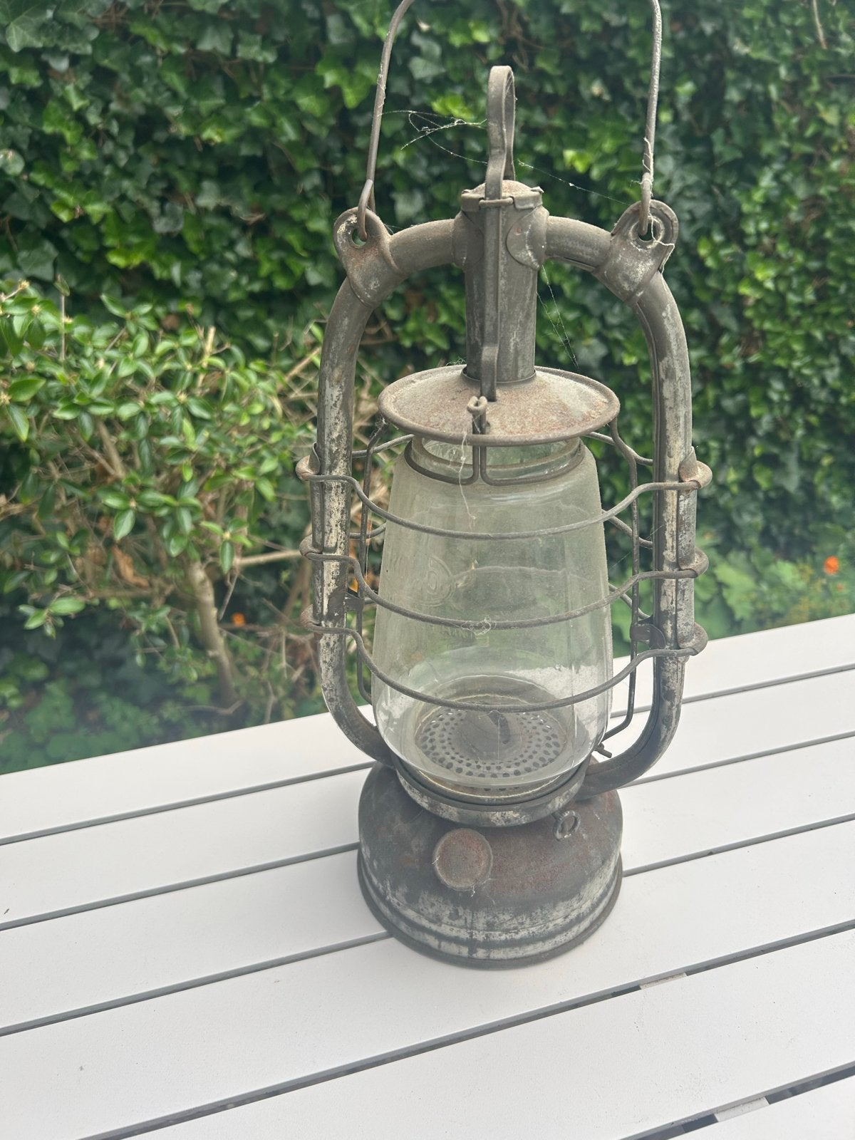 Frowo. Grote Stormlamp / Olielamp - Glas met Opdruk, Ophalen