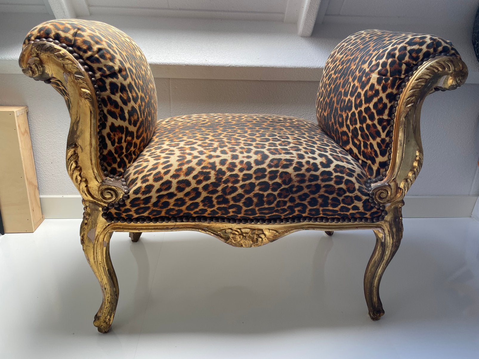 Barok hocker voetenbank zitbankje tijger panter print, nieuw, Huis en Inrichting, Ophalen, Nieuw, Rechthoekig