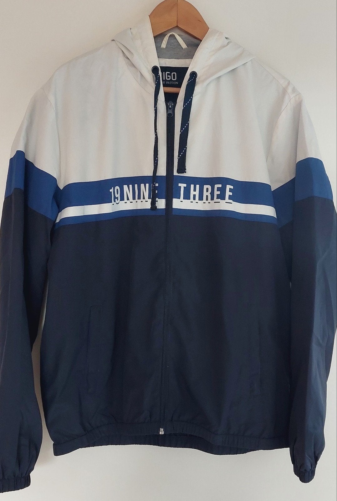 Heren zomerjas, merk:  Indigo( About You) xl blauw wit zgan., Ophalen of Verzenden, Zo goed als nieuw, Maat 56/58 (XL), Blauw