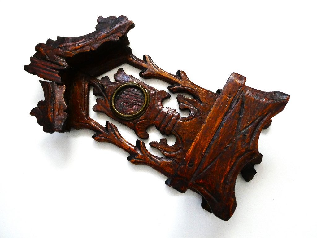 Floraal houtgesneden zakhorloge horloge houder 1800 - 1850, Overige onderwerpen, Houtsnijwerk, Ophalen of Verzenden, Handgemaakt