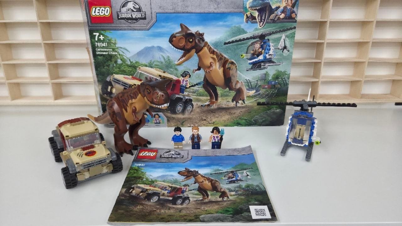Lego jurassic world 76941 carnotaurus achtervolging, Gebruikt, Jurassic World, Lego, Inclusief accessoires