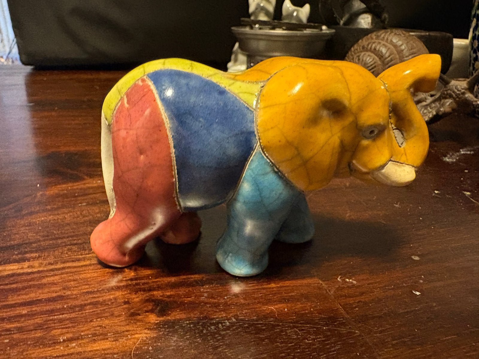 Zuid-Afrikaanse Raku Keramiek Olifant Beeldje, Ophalen of Verzenden