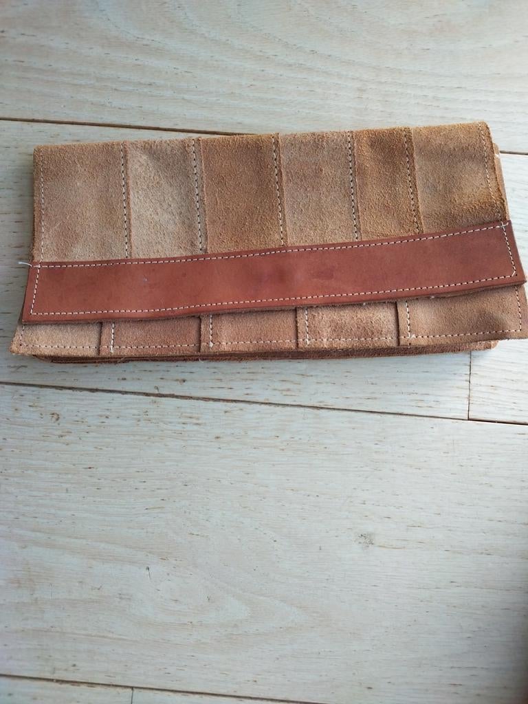 Vintage leren enveloppe tasje Vroom en Dreesmann, Ophalen of Verzenden, Bruin, Schoudertasje