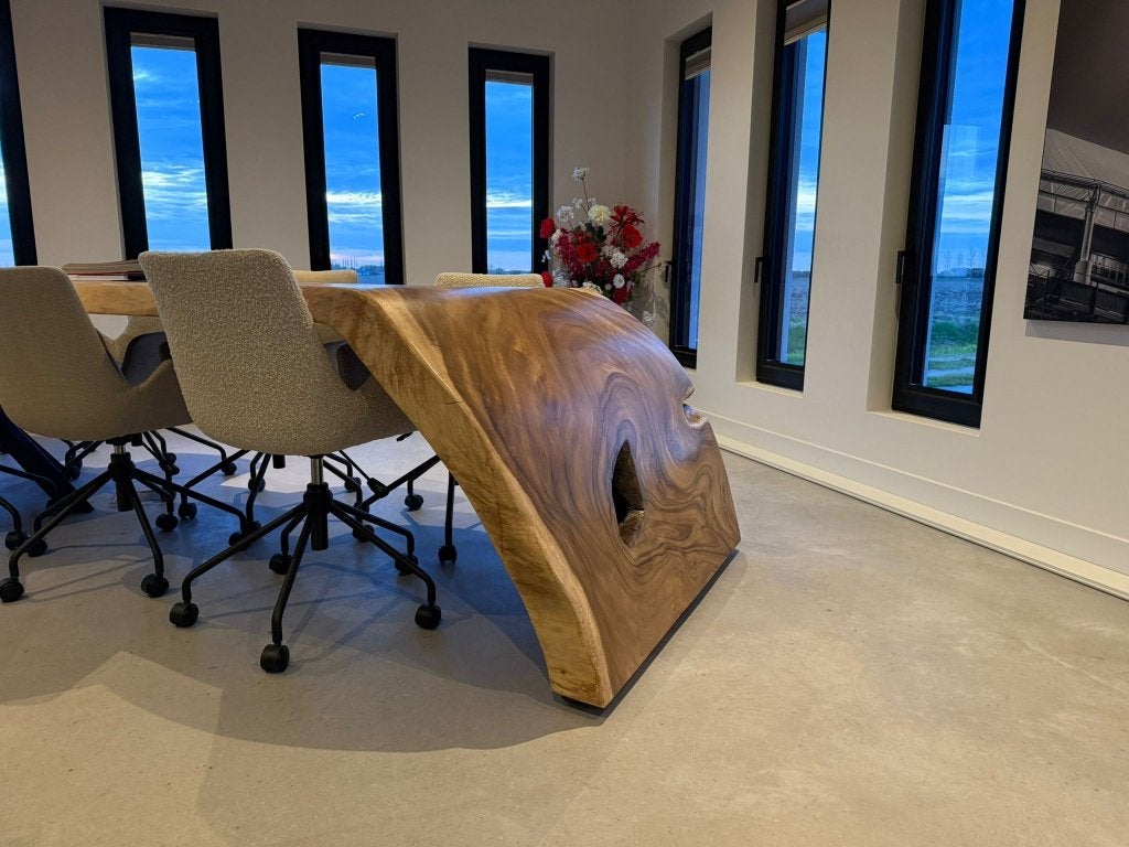 Wijnrek suar teak boomstamtafels waskommen wasbakken, Ophalen of Verzenden, Nieuw, Hout, 15 tot 25 flessen