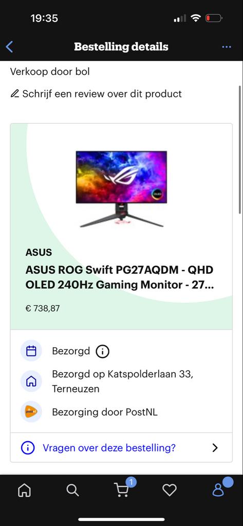 ASUS ROG Swift PG27AQDM QHD OLED 240Hz Gaming Monitor, Computers en Software, Monitoren, Overige typen, Quad HD (2K), 201 Hz of meer