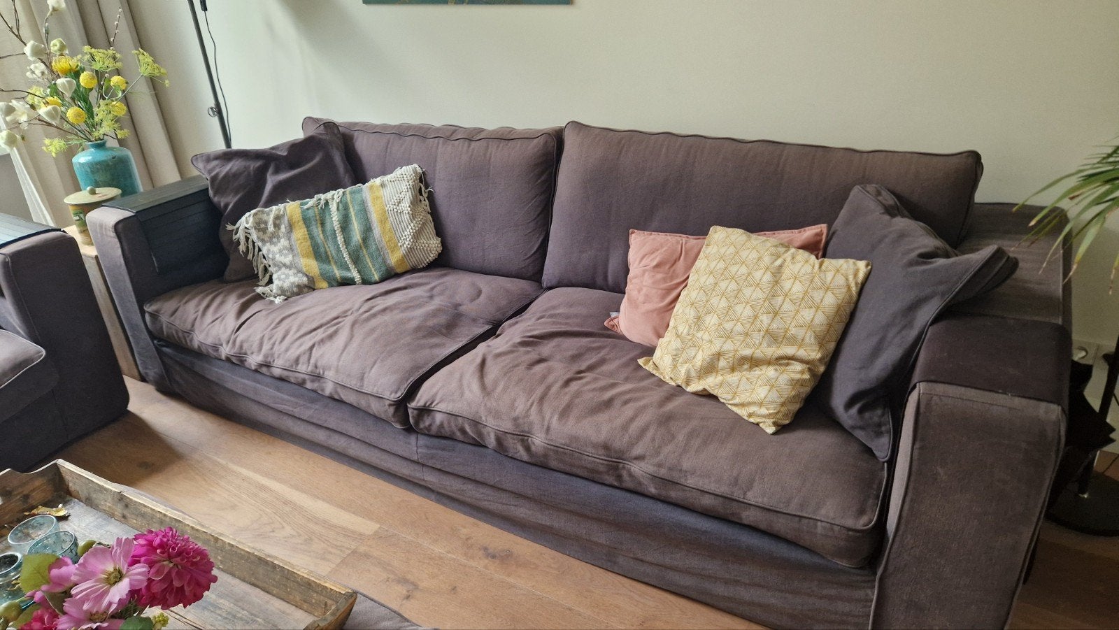 gratis af te halen: 4 zits bank, loveseat en hocker, Huis en Inrichting, Ophalen, 250 tot 300 cm, Gebruikt, 75 tot 100 cm