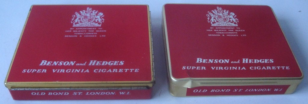 Benson and Hedges Super Virginia Cigarette blikjes, Ophalen of Verzenden, Zo goed als nieuw, Tabaksdoos of Verpakking