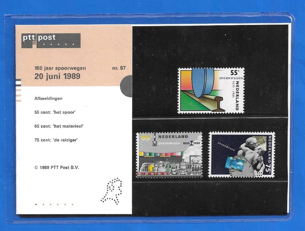 Postzegelmapje 67 - 150 jaar Spoorwegen, Postzegels en Munten, Verzenden, Na 1940, Postfris