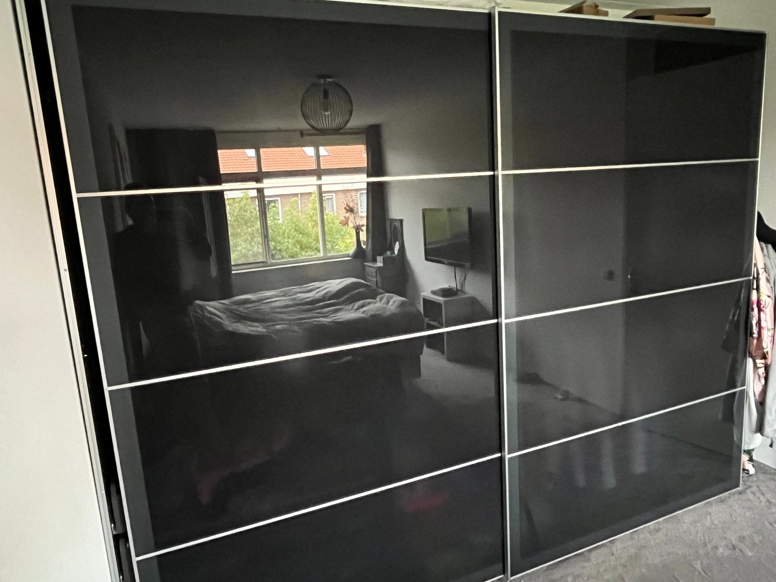 IKEA Pax schuifdeuren zwart glas, Ophalen, Gebruikt, 200 cm of meer, 150 tot 200 cm