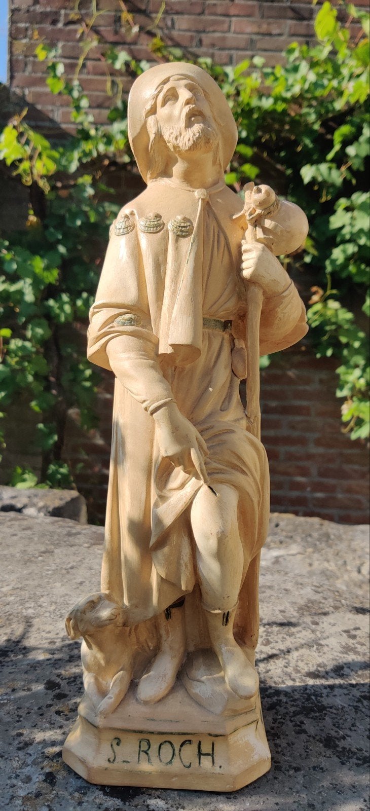 Heiligenbeeld, de Heilige Rochus (pelgrim) H 41 cm, Ophalen of Verzenden