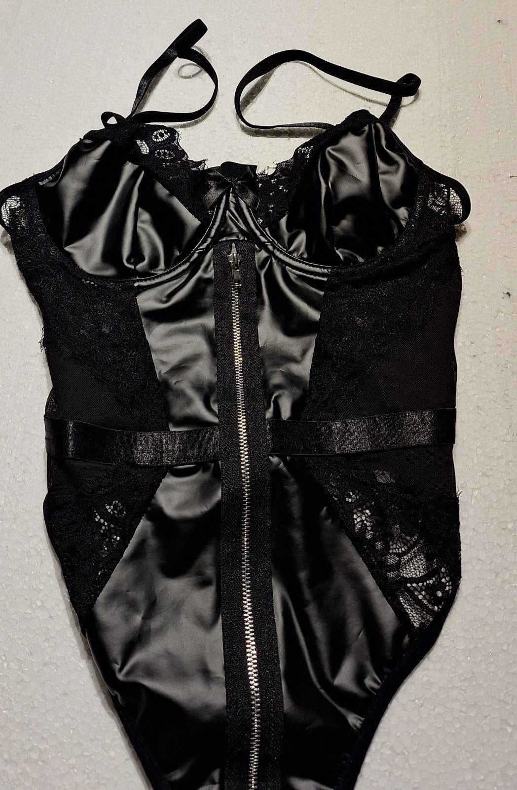 Sexy leatherlook zwarte body maat  M (38), Verzenden, Zwart, Body of Korset