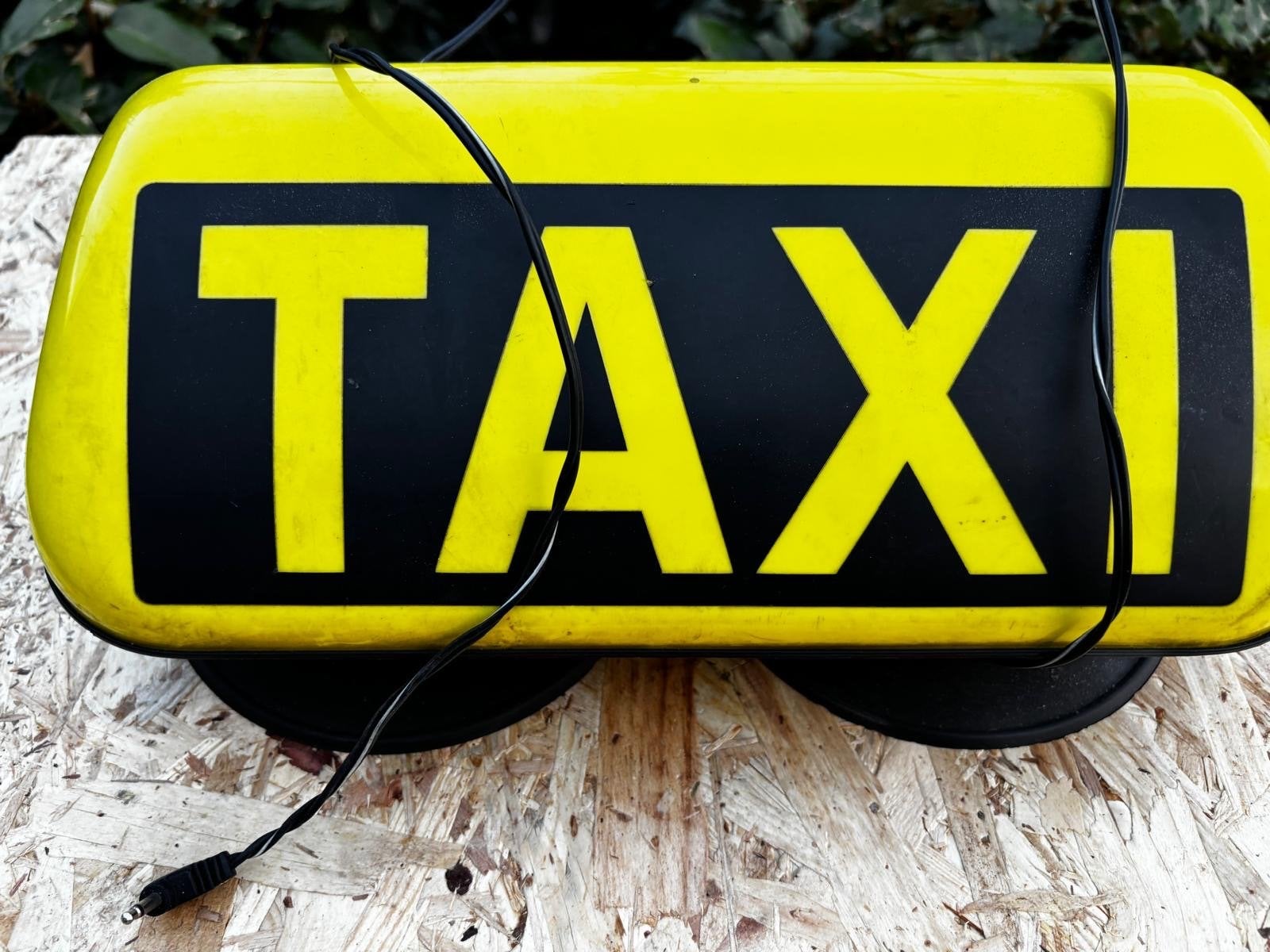 Origineel Taxi Dakbord met Verlichting - Geel/Zwart, Ophalen, Gebruikt