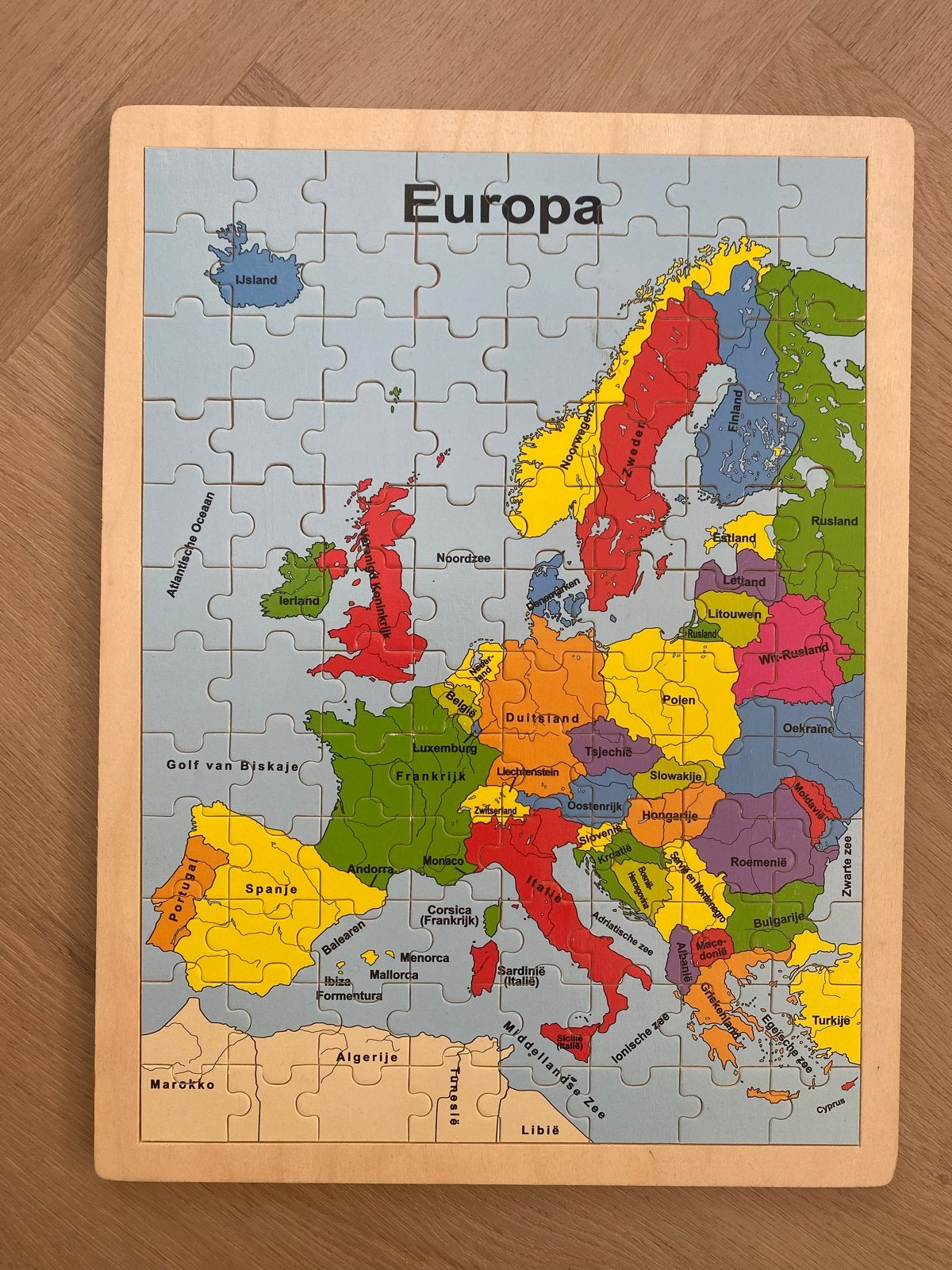 Houten (inleg)puzzel Europa (96 stukjes), Ophalen, Meer dan 50 stukjes, Zo goed als nieuw, Van hout