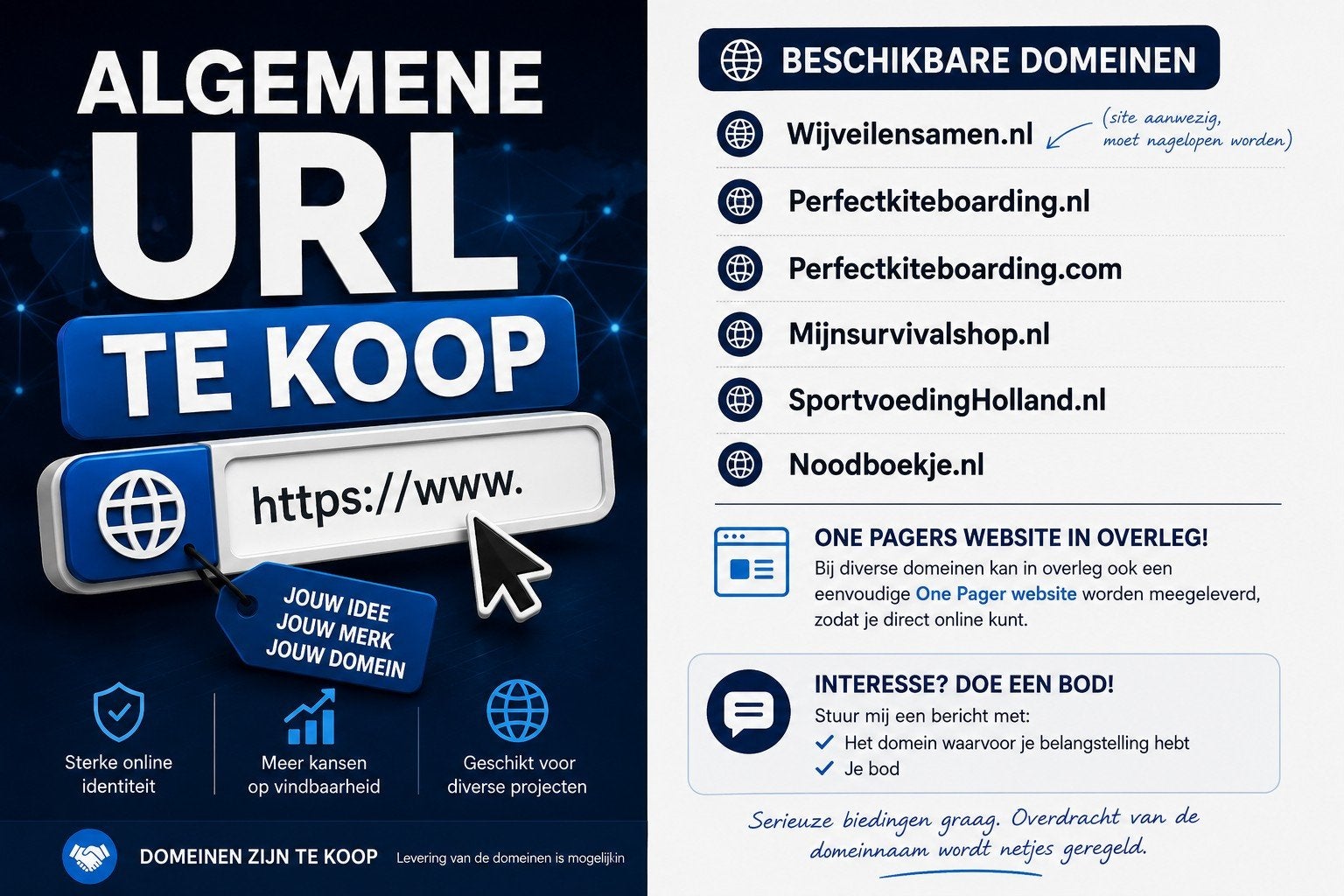 Domeinnamen te koop – Mooie namen voor een nieuw project of, Zakelijke goederen, Exploitaties en Overnames