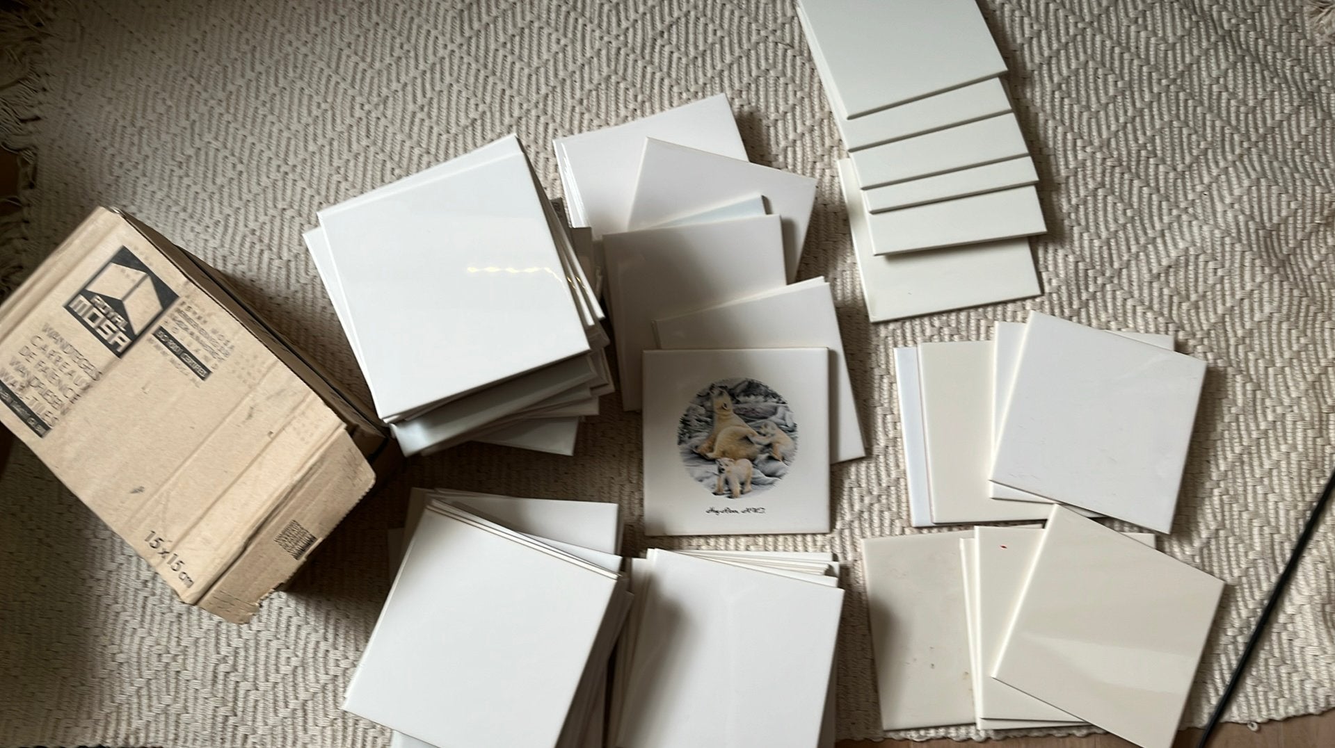 100 witte en crèmekleurige mozaïektegels, Ophalen, Gebruikt, Minder dan 20 cm, Minder dan 5 m²