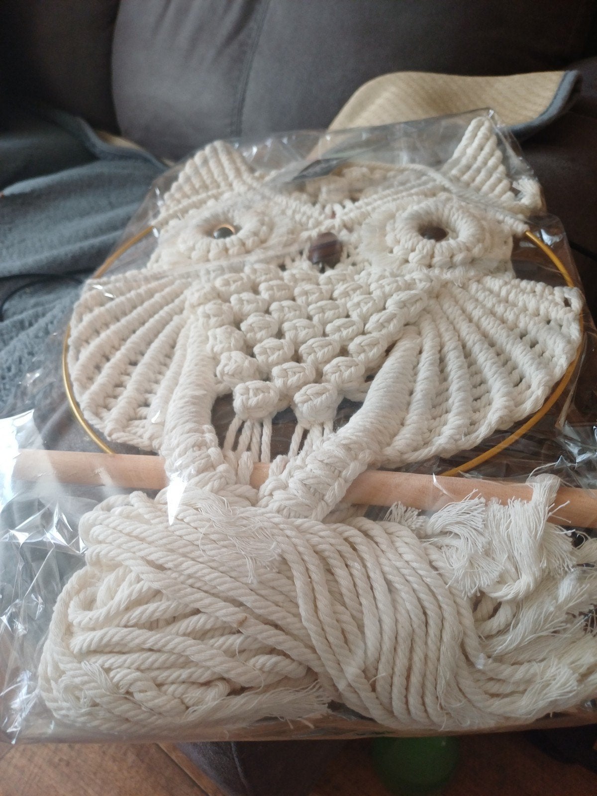 Macramé Uil Wandhanger - Nieuw in verpakking, Textiel, Nieuw, Ophalen of Verzenden, Handgemaakt